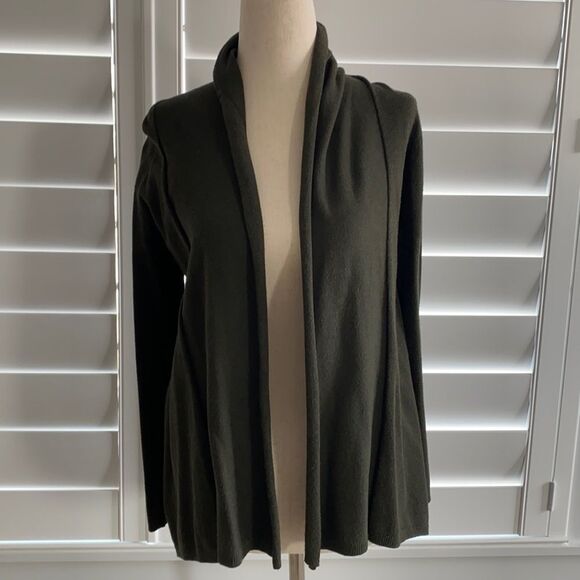 Zara Knit open front dark green cardigan high low sweater sz S Small - Picture 1 of 8